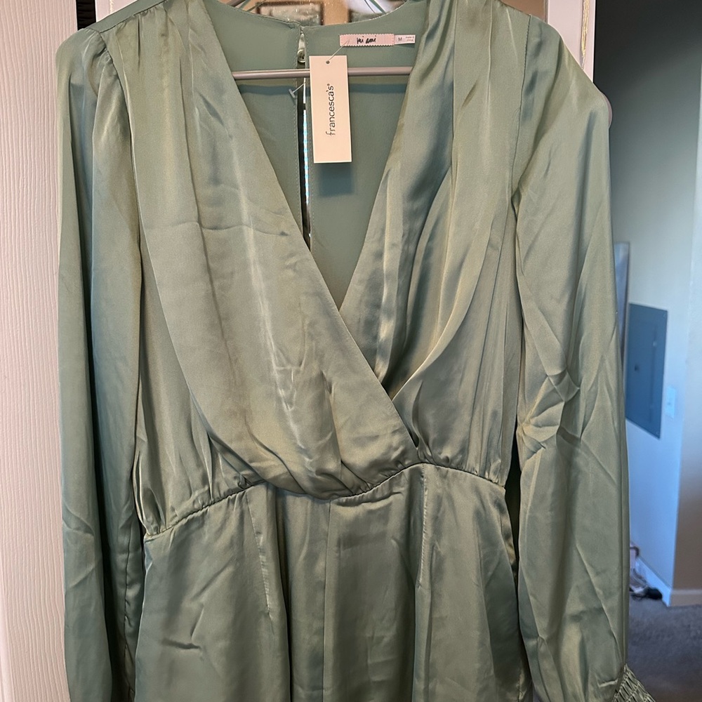 Francesca’s Green Satin Romper